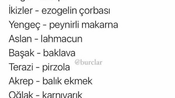 Burçlar bir yemek olursa sen ne olurdun?