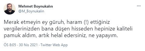 Ayasofya eski imamı Mehmet Boynukalın: Vergilerinizden bana düşen hisseden hepinize kaliteli pamuk aldım! Bir diyeceğiniz var mı?
