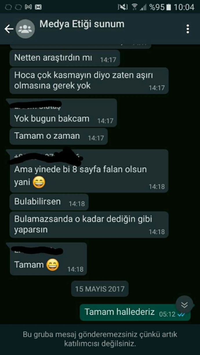 Sınıf gruplarında cevap alamamak resmi olmayan bir kural mı?