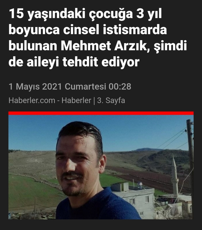 15 yasinda bir cocugu 3 yil boyunca tecavuz edip hamile birakan 3 cocuk babasi mi turk aile yapisini temsil ediyor?