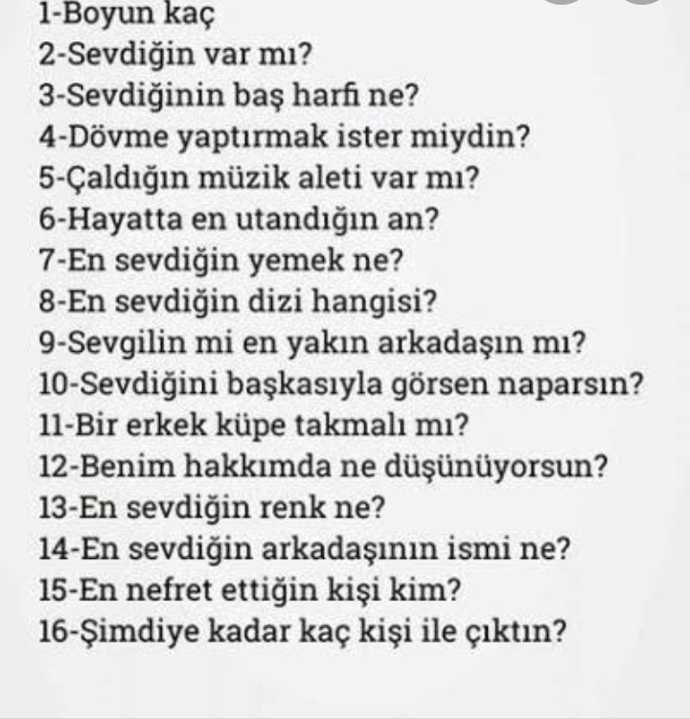 Seç birini cevapliyim?