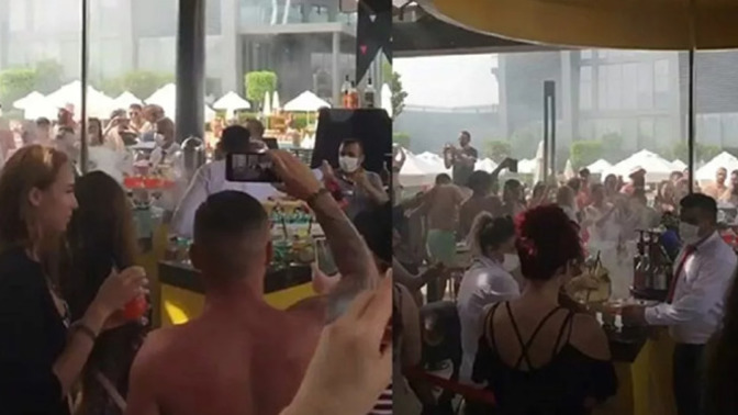 Antalya’da maskesiz mesafesiz otel partisi. Koronavirüs sadece Türk vatandaşlarına mı bulaşıyor?