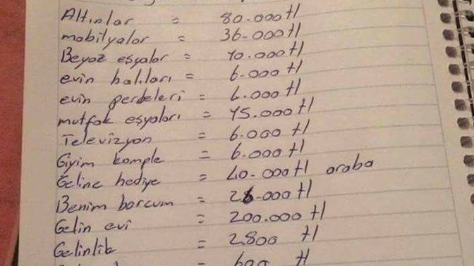 Nişanlandığınız zaman erkek tarafına istediğiniz şeyleri fiyat vererek listeler miydiniz?