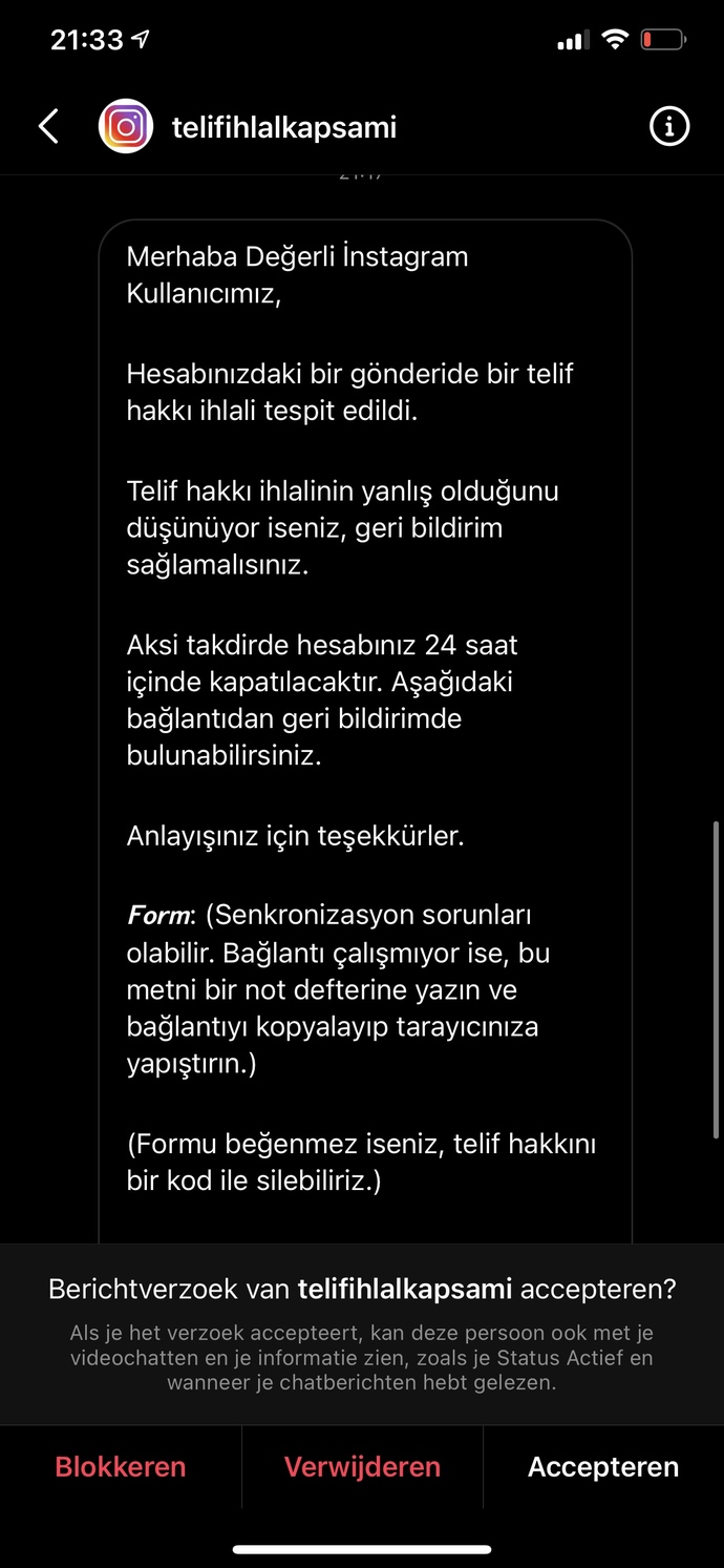 İnstagramdan gelen dm?