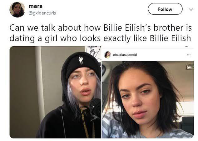 Billie Eilishin abisinin Billieye çok benzeyen bir kızla sevgili olması?