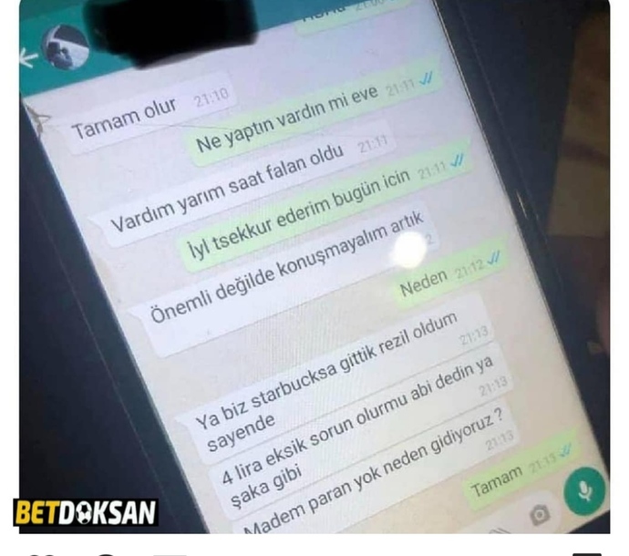 Sevgiliniz sizi Starbucks a götürse kasa da abi 4 lira eksik sorun olur mu dese tepkiniz ne olur?
