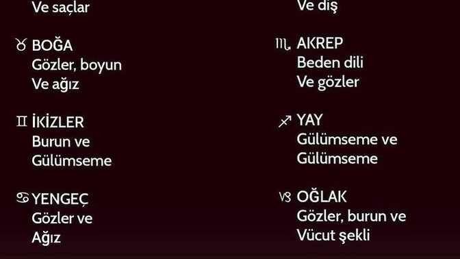 Burçların vücudun da ilk dikkat çeken yer neresi?