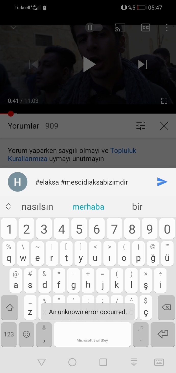Youtube ve instagram neden yoruma #mescidiaksabizimdir #elaksa yı yazdığımda kabul etmiyor?