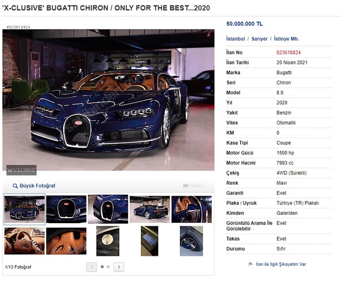 Türkiye'de kaç asgari ücretle Bugatti alabilirim?