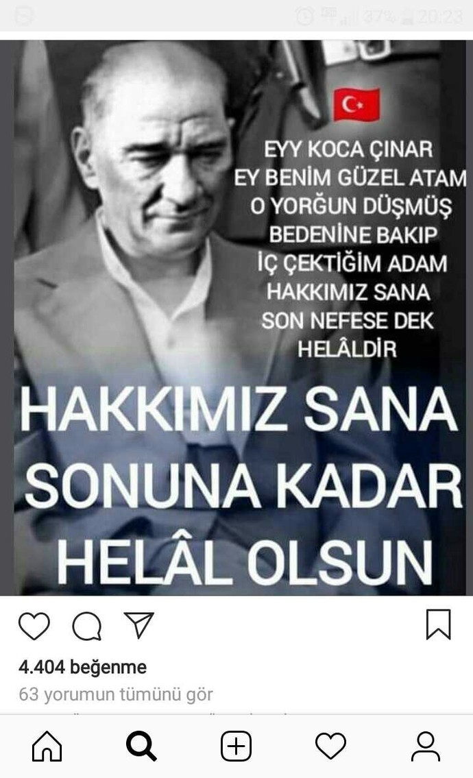 Atatürk e hakkımı helal ediyorum siz?
