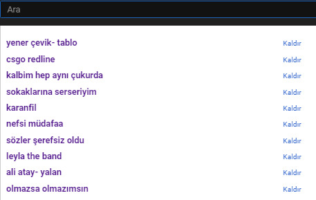 Youtube arama geçmişinizde neler var?