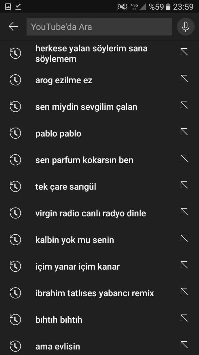 Youtube arama geçmişinizde neler var?