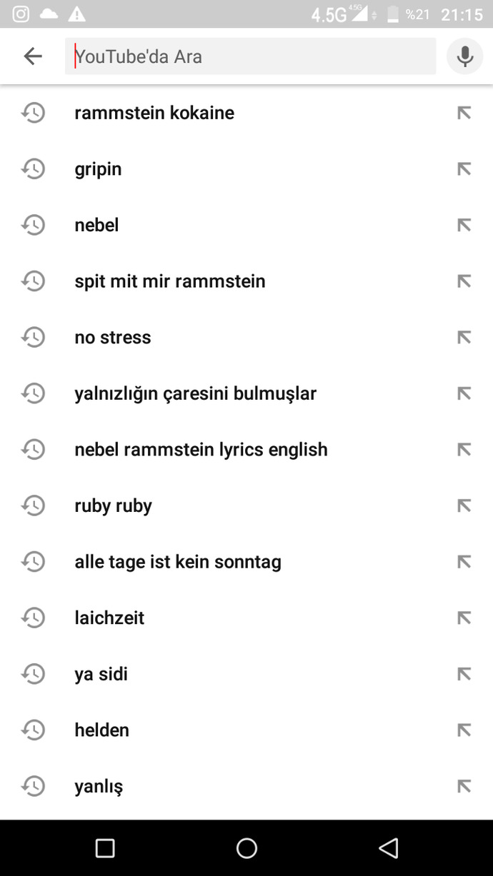 Youtube arama geçmişinizde neler var?