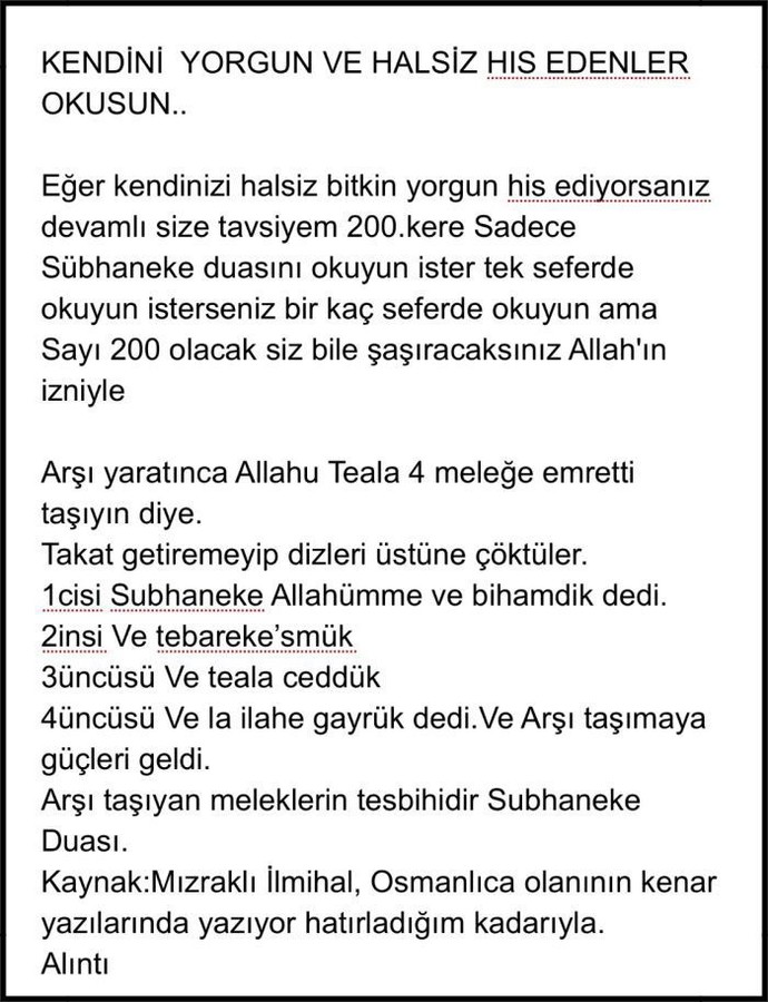 Yorgunluk duası var mı bildiğiniz?