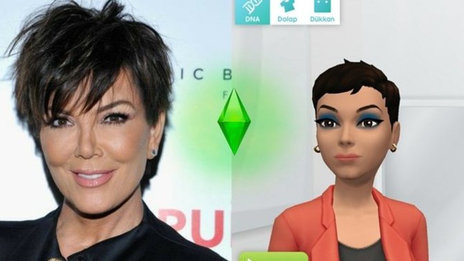 The Sims Mobil'de Kris Jenner'i yapmaya çalıştım. Anımsatıyor mu?