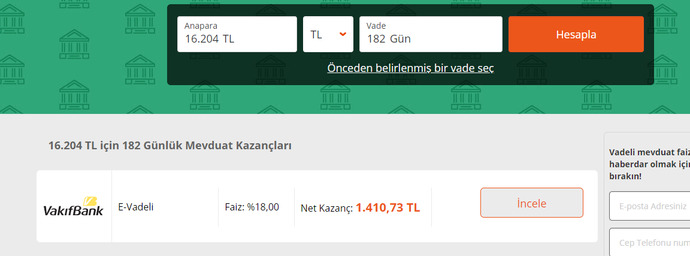 Vakıfbank 10.000 tl ye ne kadar faiz gelir 3,5 yılda?