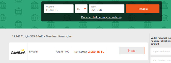 Vakıfbank 10.000 tl ye ne kadar faiz gelir 3,5 yılda?