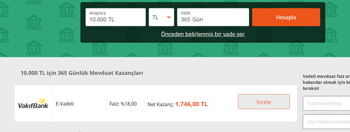 Vakıfbank 10.000 tl ye ne kadar faiz gelir 3,5 yılda?