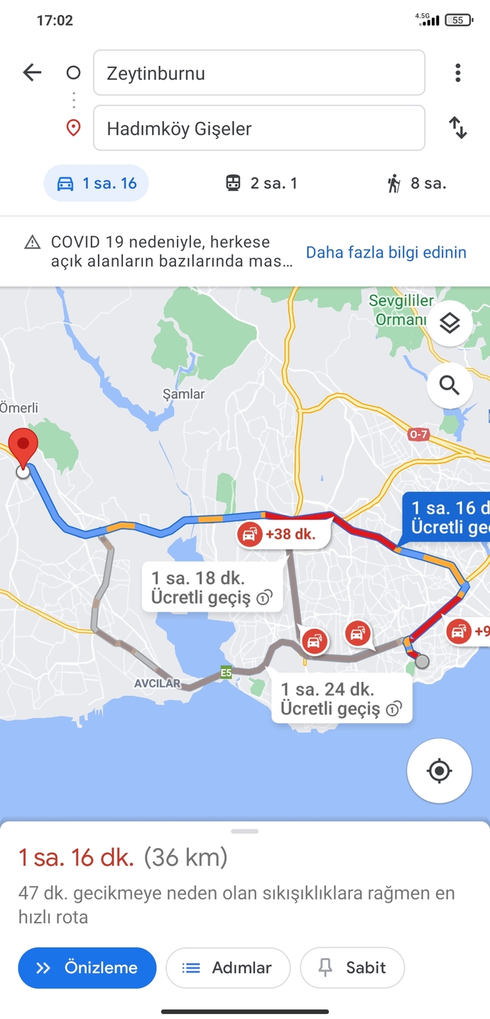 Zeytinburnu hadımköy gişeleri arası çok mu uzak?