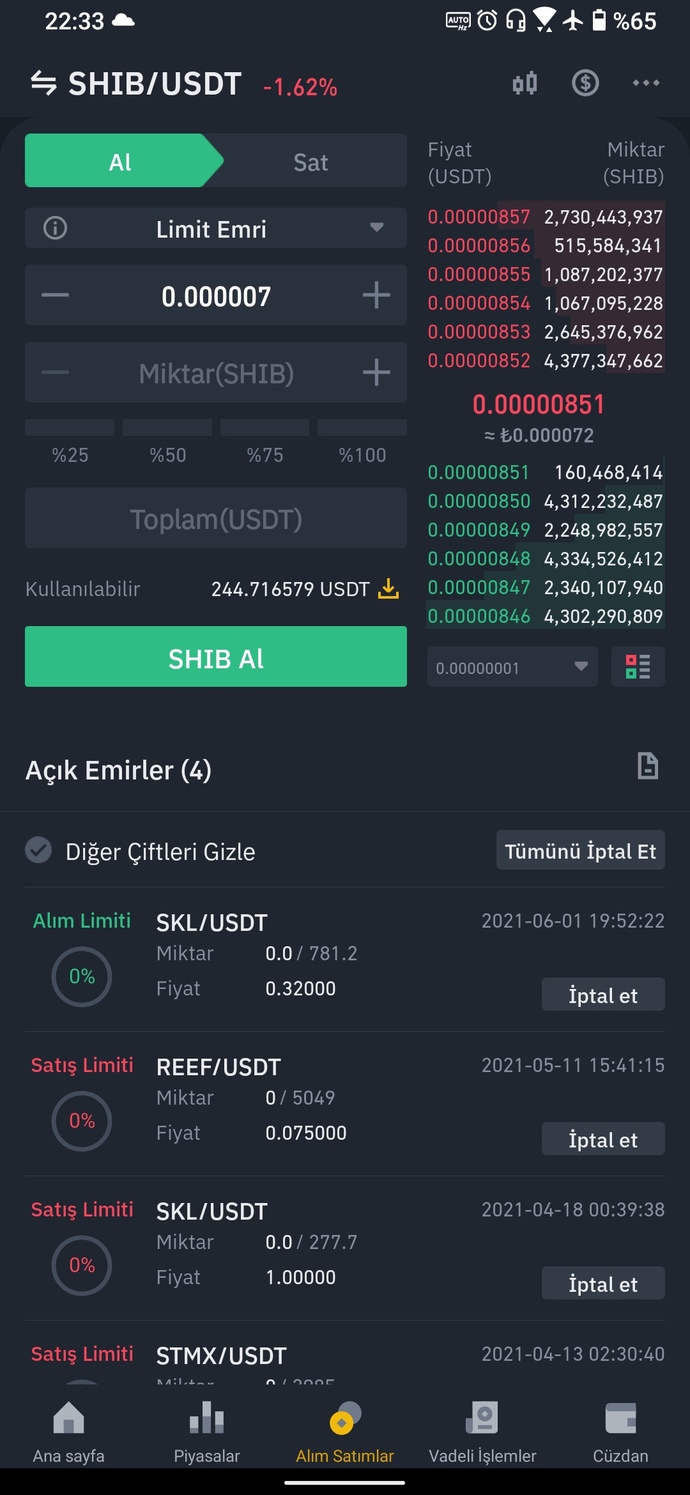 Binance globalde minimum tutar yüzünden coin alamıyorum?