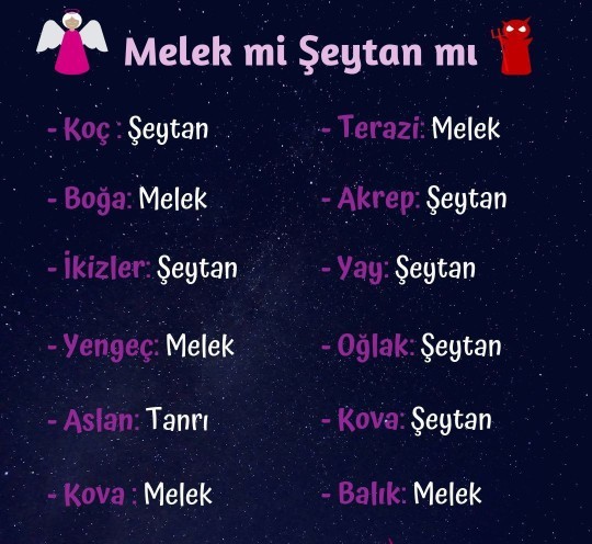 Burcuna göre melek misin şeytan mı?