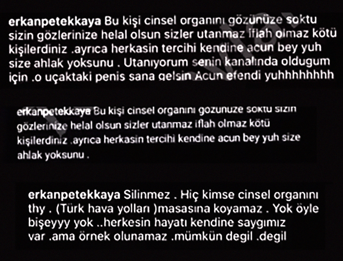 Erkan Petekkaya, TV8deki ödül töreninde Kerimcana ödül veren Acuna o uçaktaki penis sana gelsindedi! Tepkisine ne diyorsunuz?