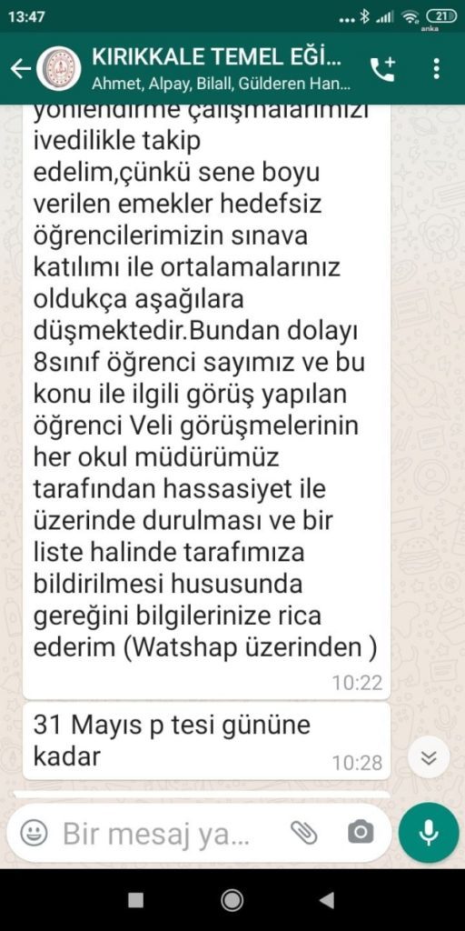 Milli Eğitim müdüründen okul müdürlerine: Hedefi olmayan öğrenciler LGS’ye girmesin Siz bu konuda ne düşünüyorsunuz?