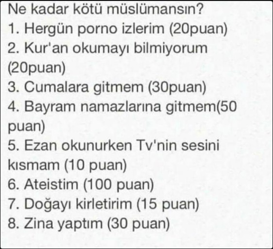Ne kadar kötü Müslümansın testi?