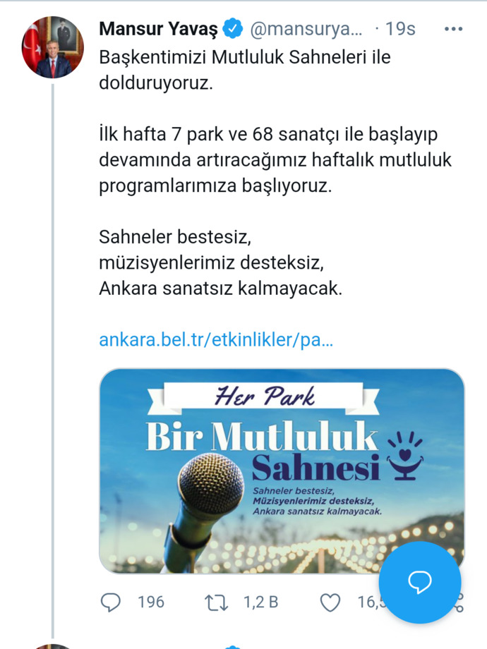 Mansur Yavaş’tan müzisyenlere destek: Park konserleri düzenlenecek. Başkanın bu hamlesini nasıl değerlendiriyorsunuz?