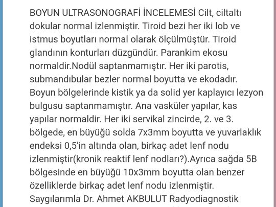 Lenf nodları sonuçtan anlayan var mı?