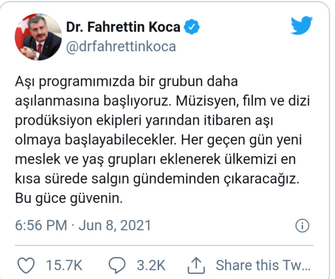 Bakan Koca aşılamada yeni grupları duyurdu. Aşılamada öncelik verilen grupları doğru buluyor musunuz?
