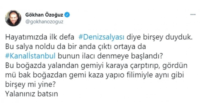 Gökhan Özoğuza göre deniz salyaları Kanal İstanbul için ortaya çıktı. Sizce haklı mı?