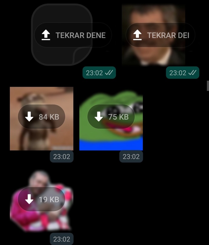 Whatsappda sticker gönderince neden tekrar dene diyor?