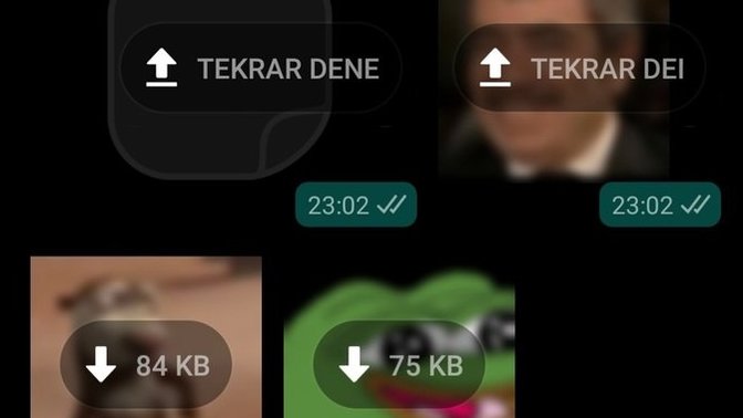 Whatsapp'da sticker gönderince neden tekrar dene diyor?