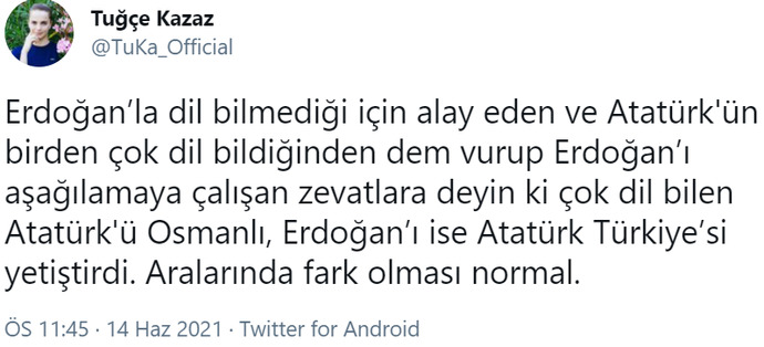 Tuğçede böyle düşünmüş.