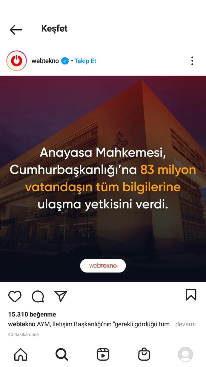 Anayasa Mahkemesinin, Cumhurbaşkanlığına 83 milyon vatandaşın tüm bilgilerine ulaşma yetkisi vermesini doğru buluyor musunuz?