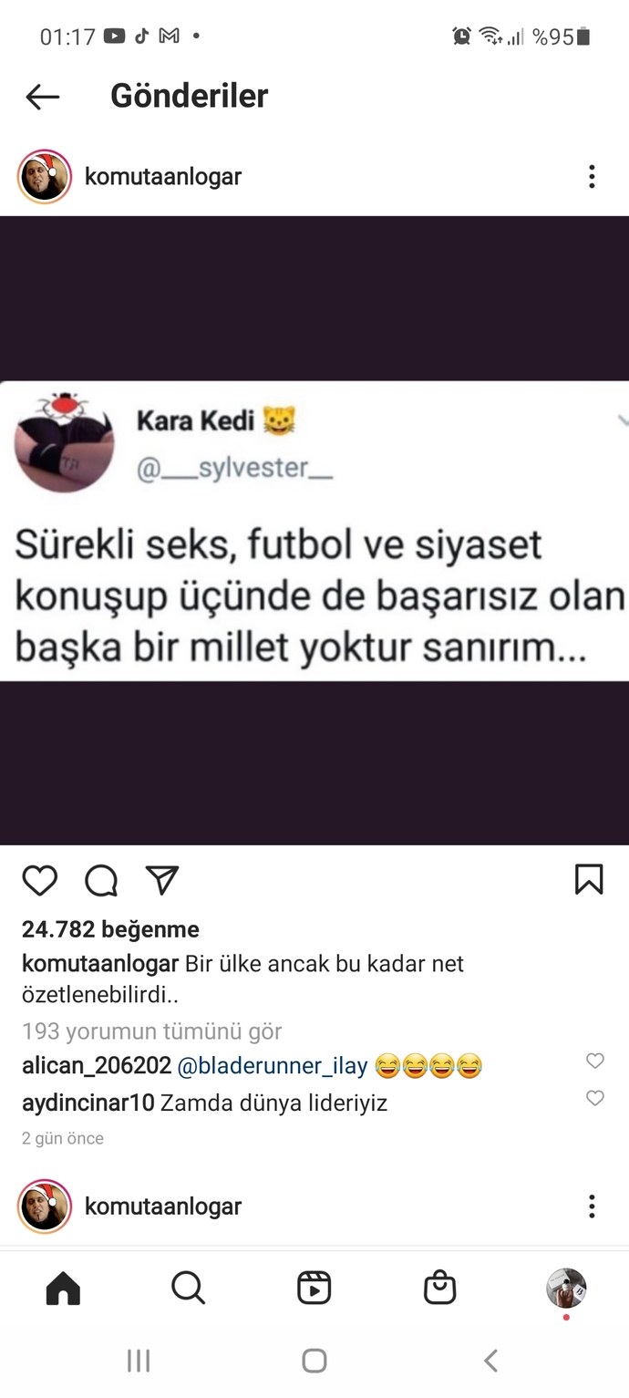 Sürekli seks, futbol ve siyaset konuşup üçünde de başarısız olan bir millet olduğumuz konusuna katılıyor musunuz?