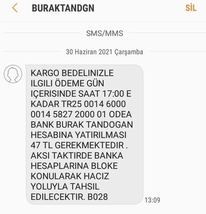 bende yedim 47 lira için bloke haciz süper valla :D