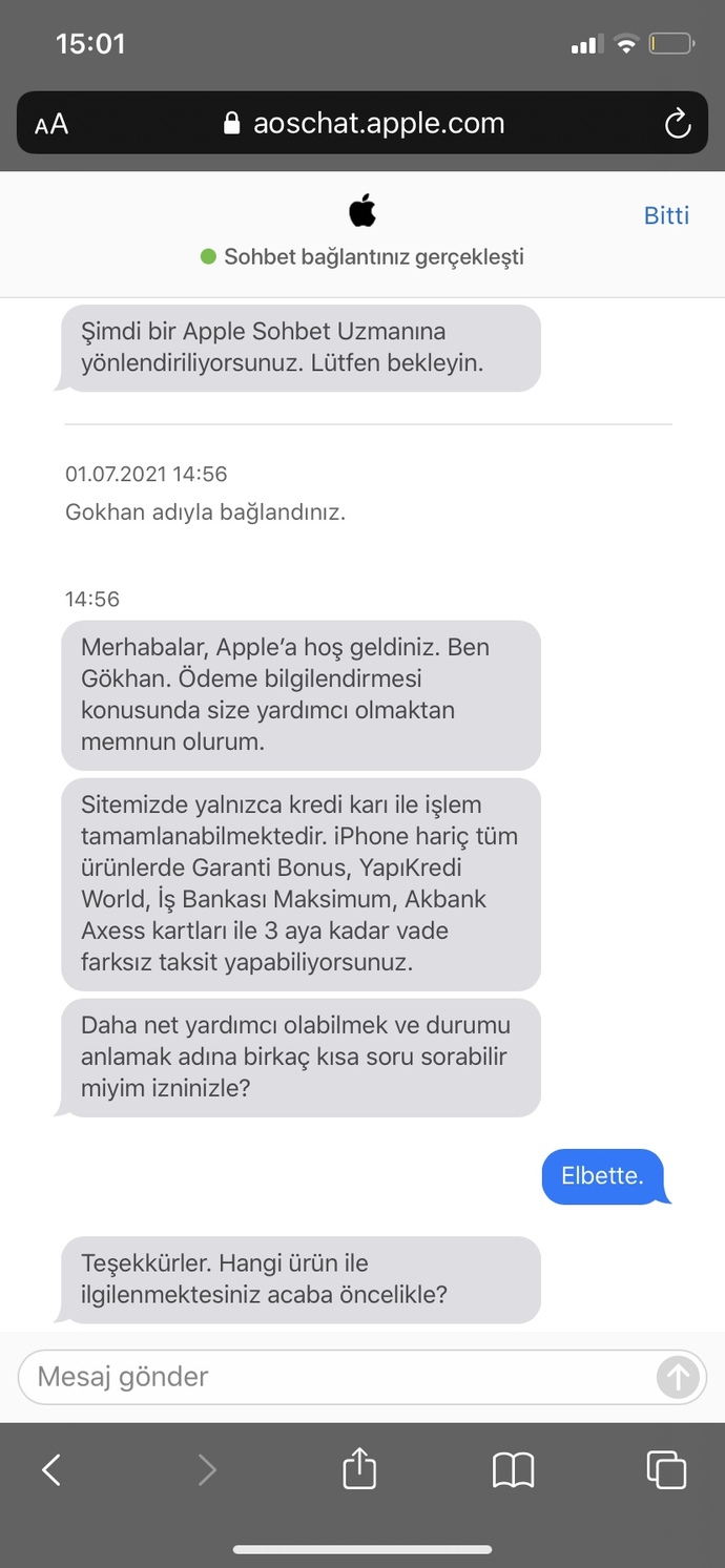 Apple'in kendi sitesinden telefon alınırsa taksit oluyor mu?