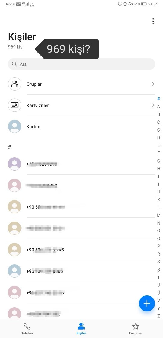 Rehberinizde kaç kişi kayıtlı?