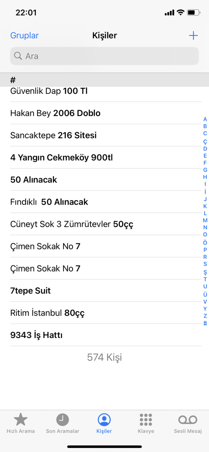 Rehberinizde kaç kişi kayıtlı?