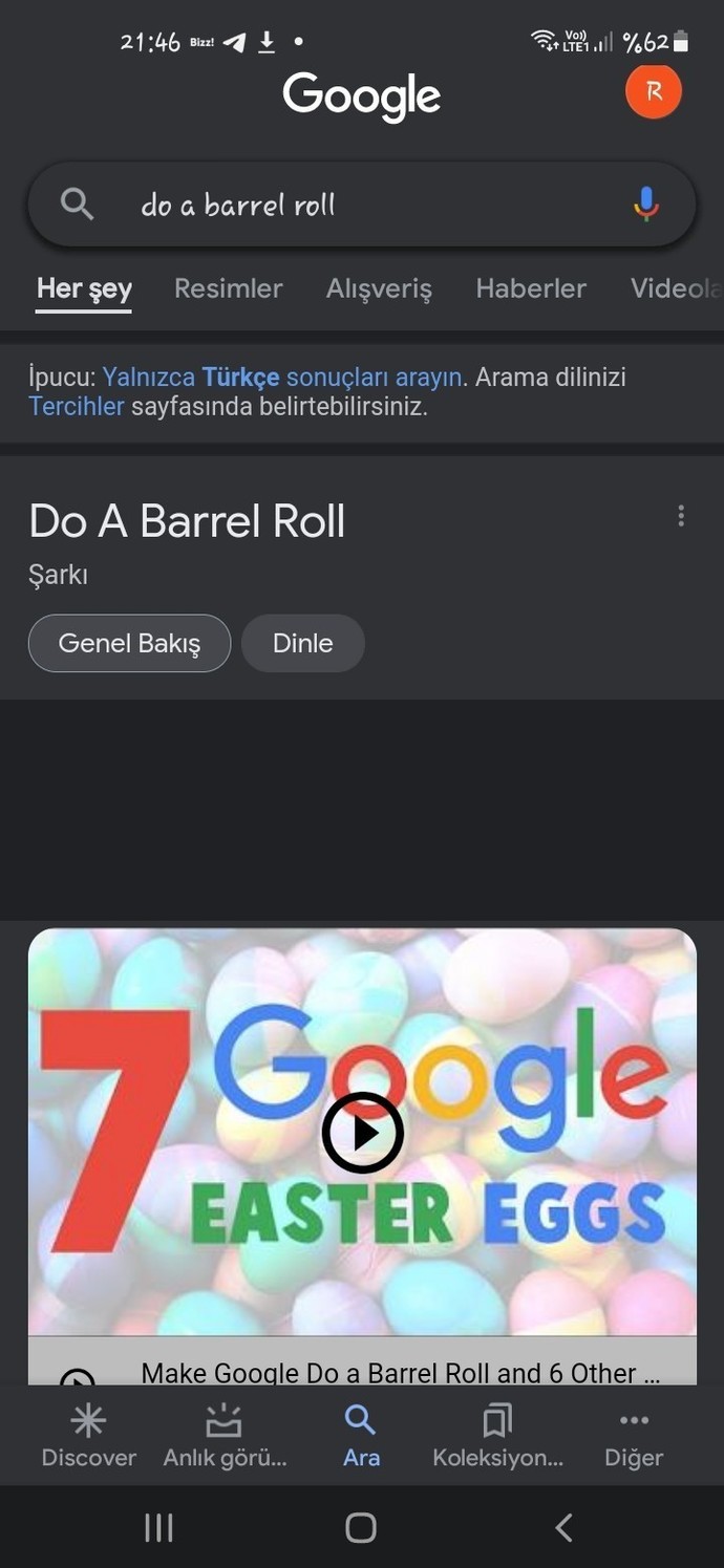 KScanlar Google'ı açıp "do a barrel roll" yazar mısınız?