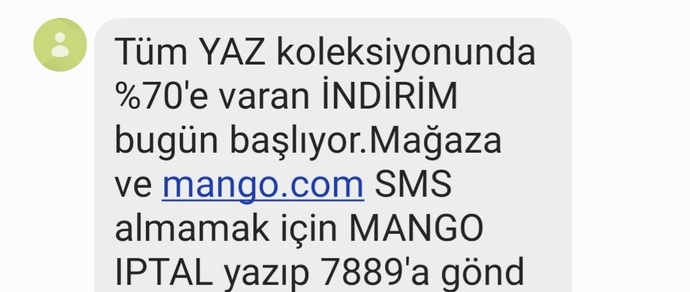 Telefonunuza son gelen mesajı yapıştırır mısınız?