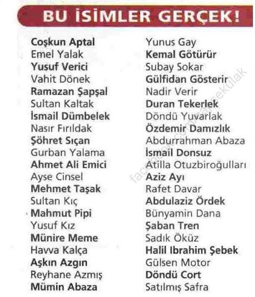 Duyduğunuz en garip soyadı neydi?