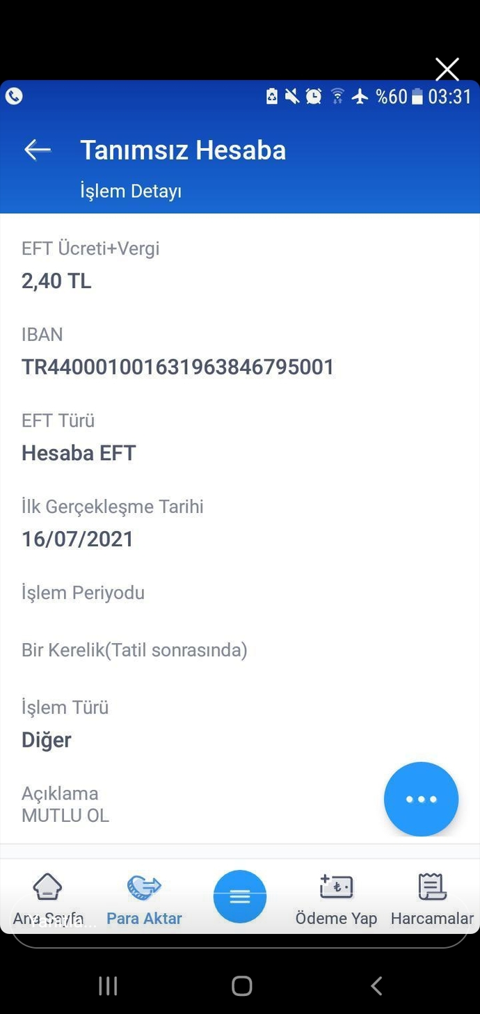 Dün EFT ile gönderilen bu miktar hala hesabıma düşmedi, nedenini bilen var mi?