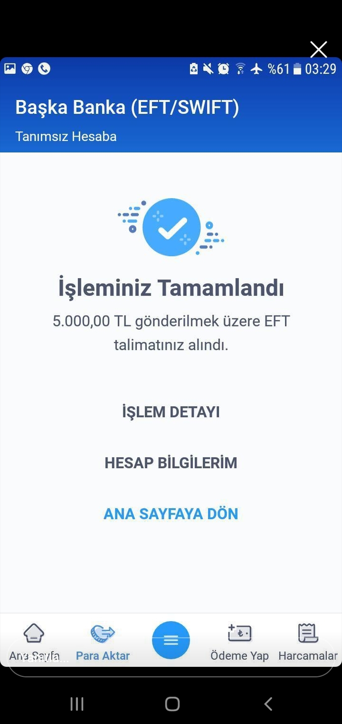 Dün EFT ile gönderilen bu miktar hala hesabıma düşmedi, nedenini bilen var mi?