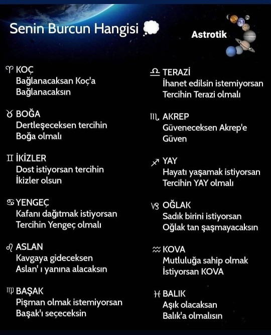Acaba senin burcun neydi ne demiş senin için?