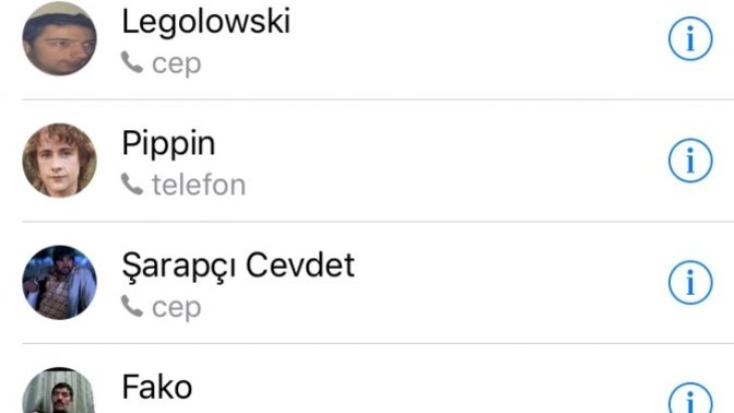 Cep telefonu rehberinizde kayıtlı fantastik isimler neler?