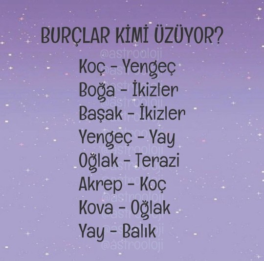 Acaba senin burcun kimi üzüyor?