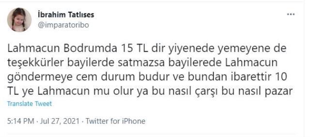 İbrahim Tatlıses Lahmacun 15 TLden az olmaz dedi! Siz bir lahmacuna ne kadar verirsiniz?